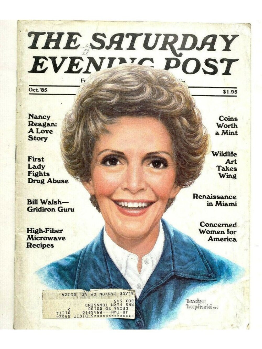 VTG Saturday Evening Post Oct 1985 Nancy Reagan a love story Bill Walsh